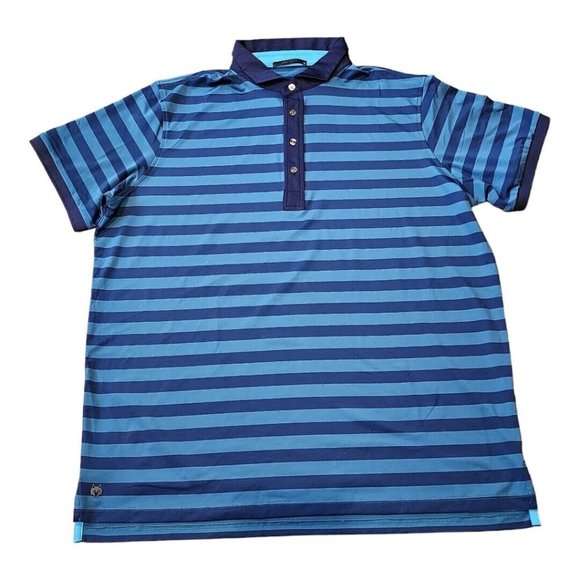 Greyson Polo Shirt Mens XL Blue Striped Short Sleeve Golf Performance NWOT - Picture 1 of 9